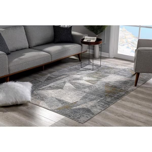 5 x 8 ft. Gray Distressed Prism Modern Area Rug, Homeroots, Mfr#: 391732